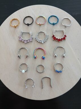 Assorted Women’s Multi-Color Nose and Septum Ring Set - No Brand